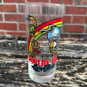 Vntg 1984 New Orleans Louisiana World’s Fair Hot Air Balloons Drinking Glass M4